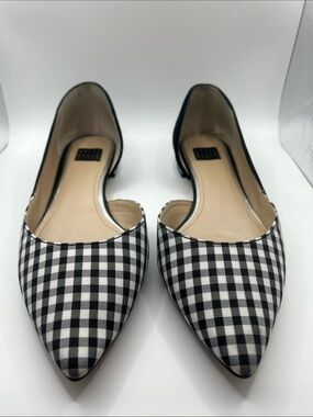 Women's Pointed D'Orsay Gingham Flats - Black & White Checkered